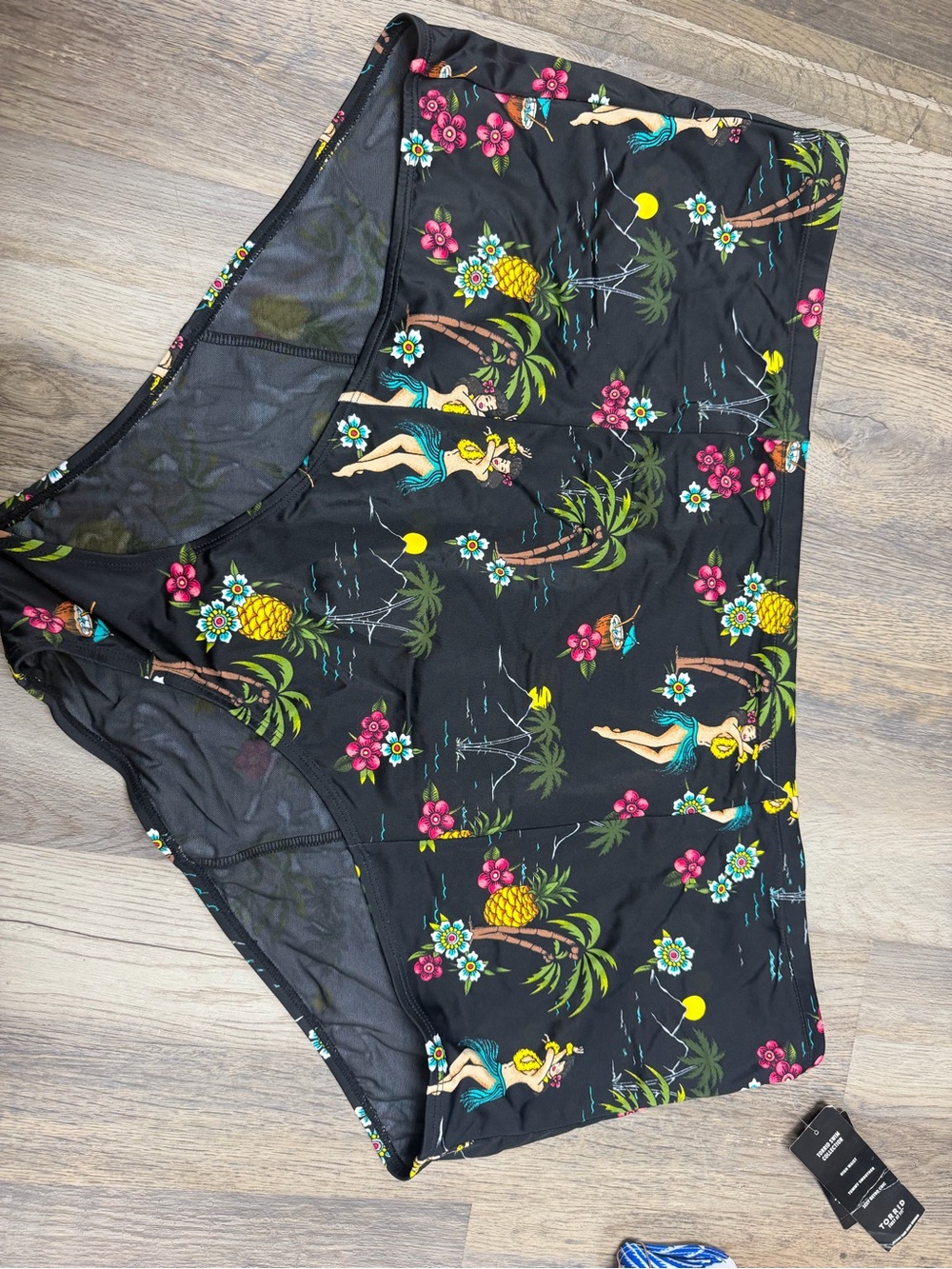 torrid Black Tropical-Print High-Waist Swim Bottoms